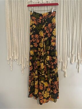 Free People Brown Wide-Leg Floral Pants